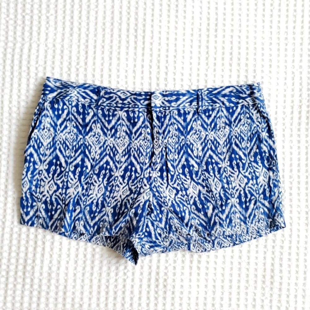 Cynthia Rowley blue ikat tribal linen chino shorts 8
